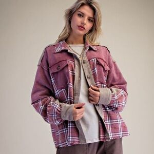 Easel Pink Plaid Women's Jacket
